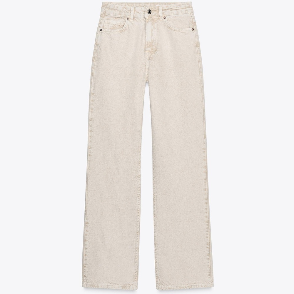 Zara Women's Straight Leg Cream Jeans